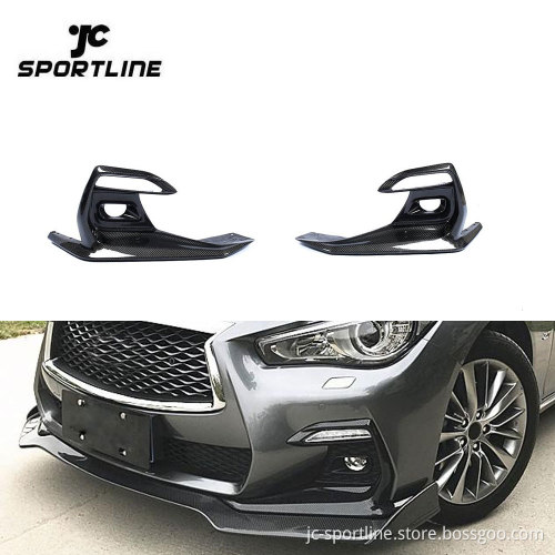 2018-2020 Infiniti Q50 Sport Sedan Real Carbon Fiber Fog Light Cover Trim Bezel